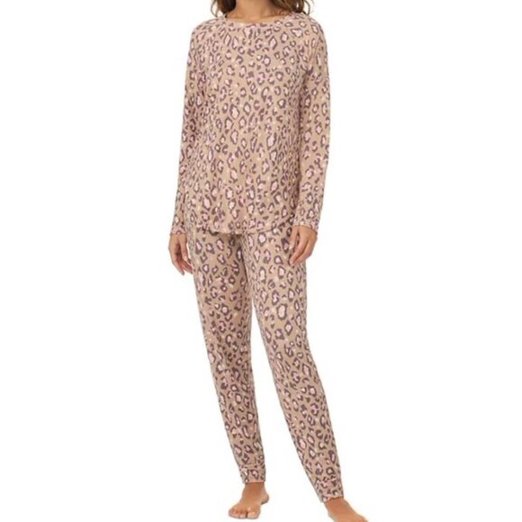 Cuddl Duds Brushed Knit Jogger Pajama Set Leopard XL New - Picture 2 of 11